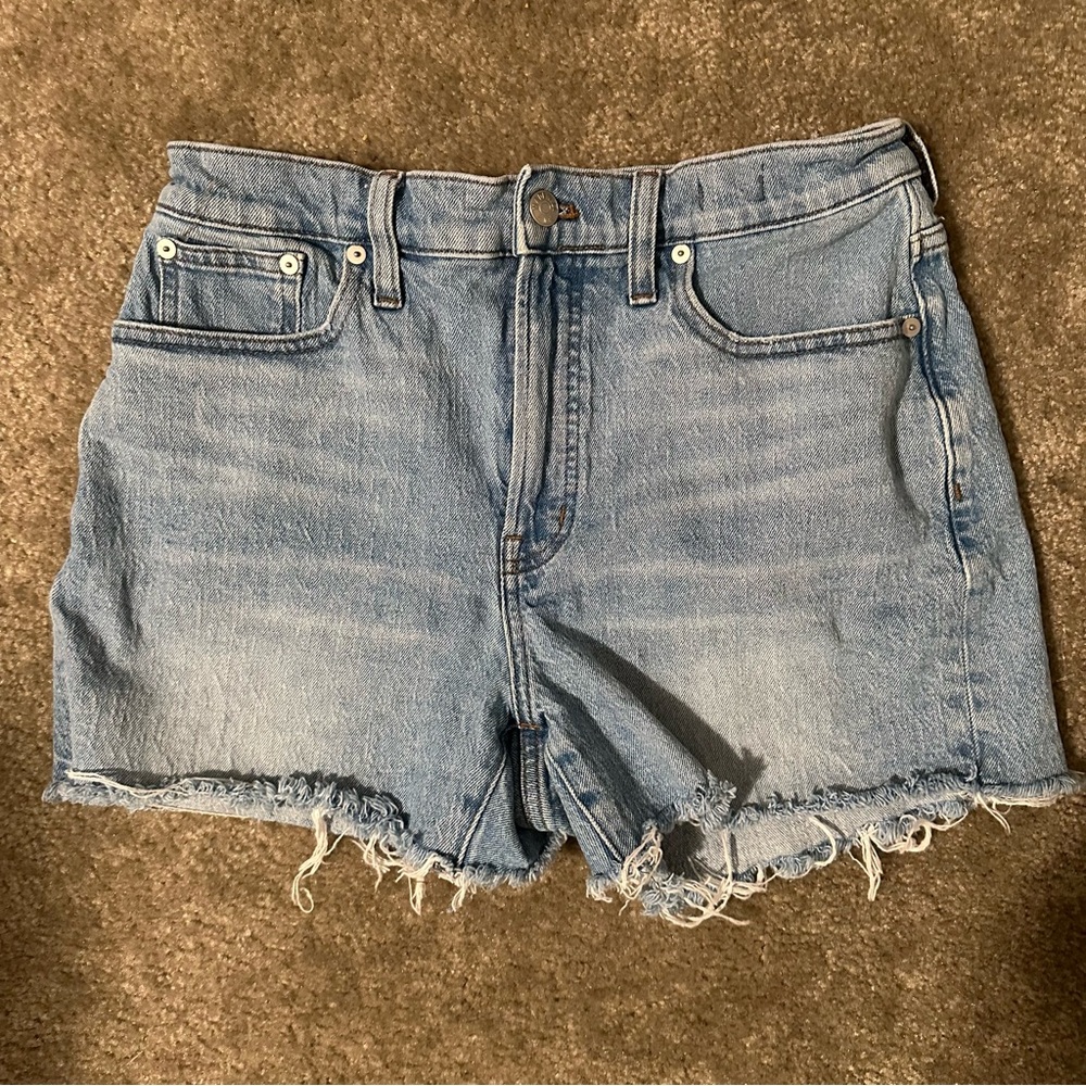 Madewell Shorts Women's 28 Perfect Mid Length Blue Jean Cutoffs High Rise Blue